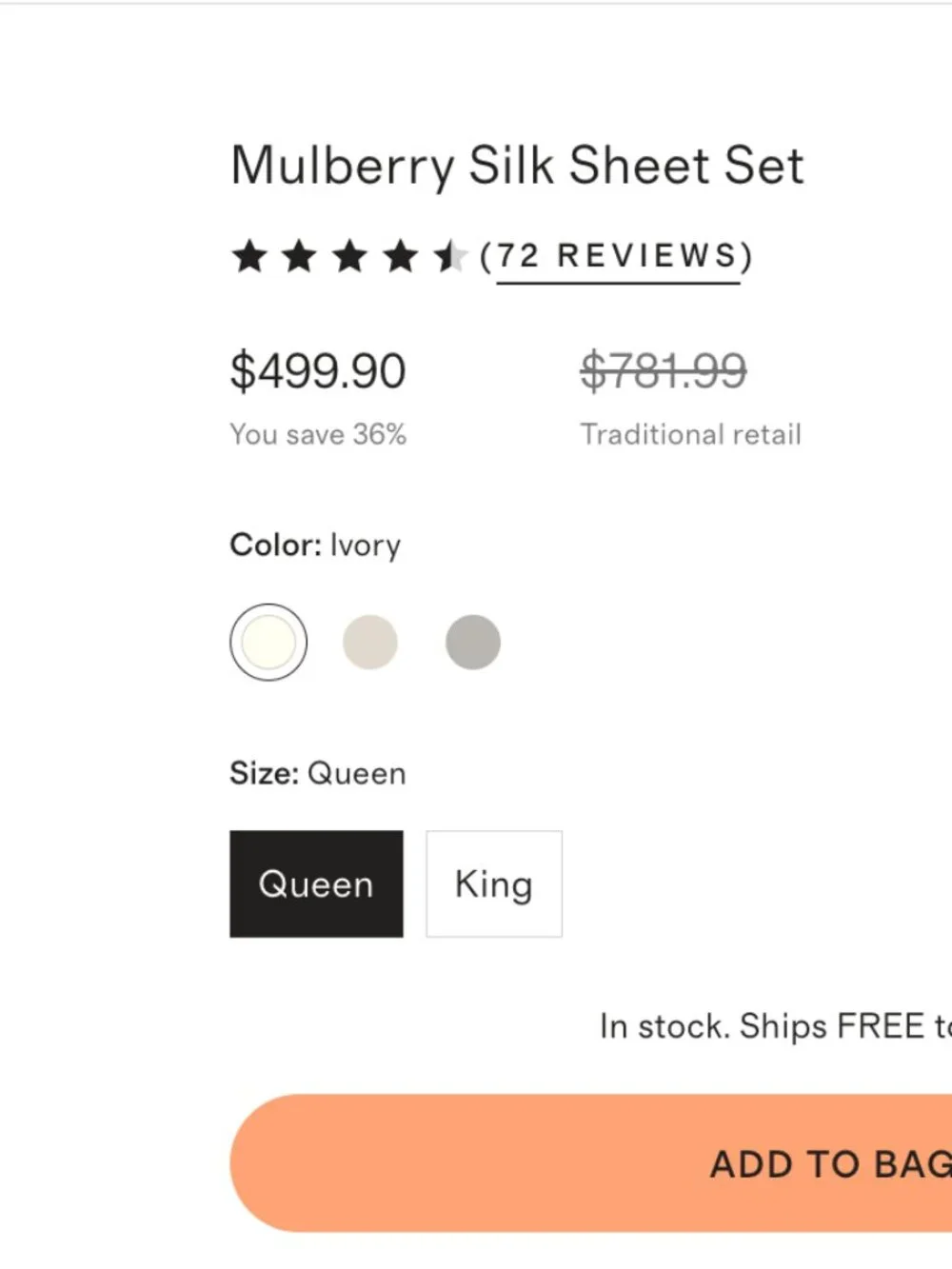 Quince Ivory Mulberry Silk Flat Sheet & Fitted Sheet Only